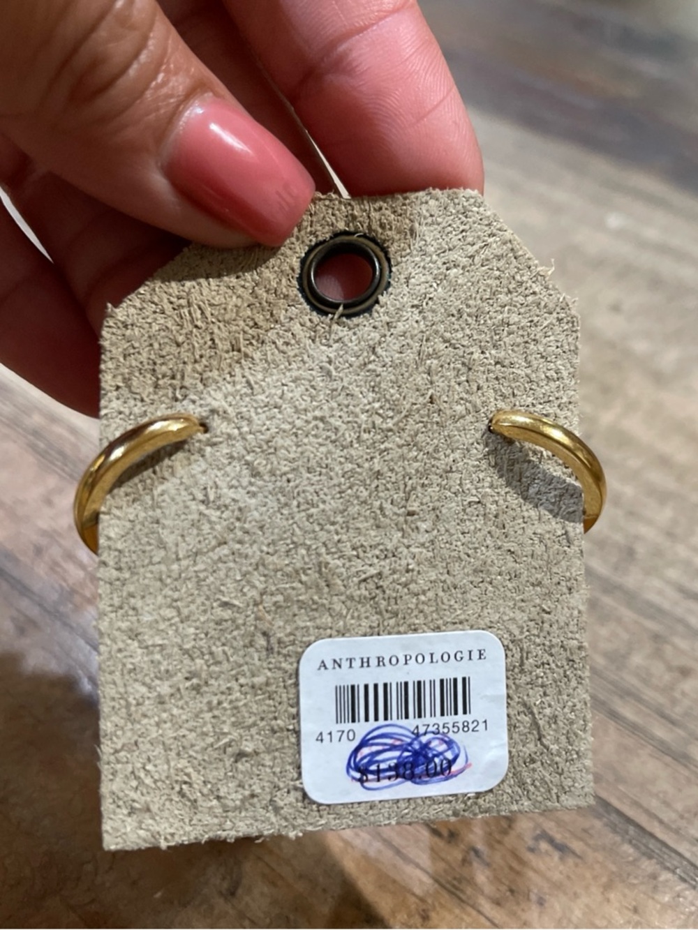 Anthropologie Gold Hoop with Deep Burgundy Resin Oval Drops - Picture 3 of 3